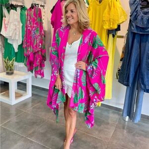 Tropical Pink Floral Kimono 2 piece set